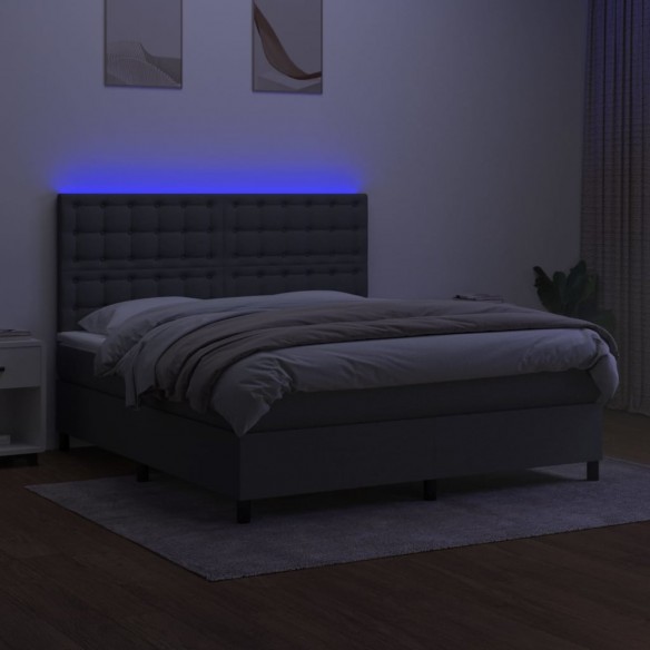 Cadre de lit et matelas et LED Gris foncé 180x200 cm