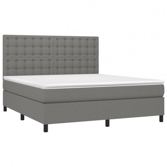 Cadre de lit avec matelas Gris foncé 180x200cm Tissu