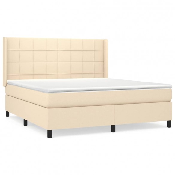 Cadre de lit avec matelas Crème 160x200 cm Tissu