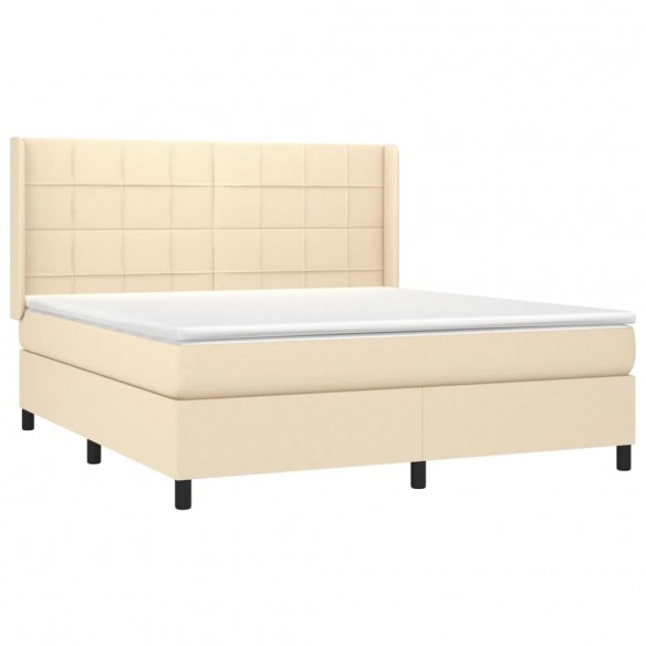 Cadre de lit avec matelas Crème 160x200 cm Tissu