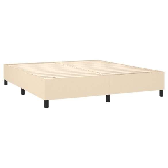 Cadre de lit avec matelas Crème 160x200 cm Tissu