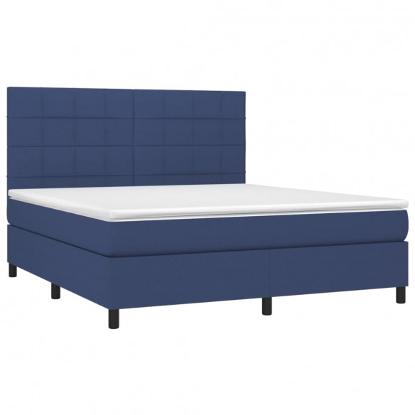 Cadre de lit et matelas et LED Bleu 160x200 cm Tissu