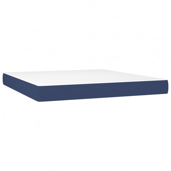 Cadre de lit et matelas et LED Bleu 160x200 cm Tissu