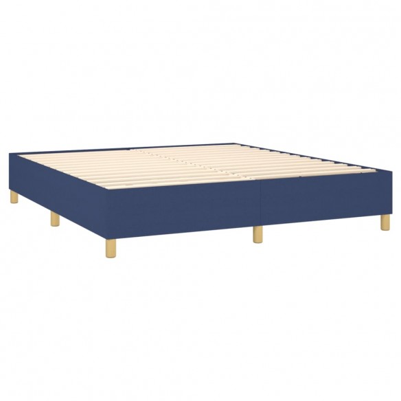 Cadre de lit matelas et LED Bleu 160x200 cm Tissu