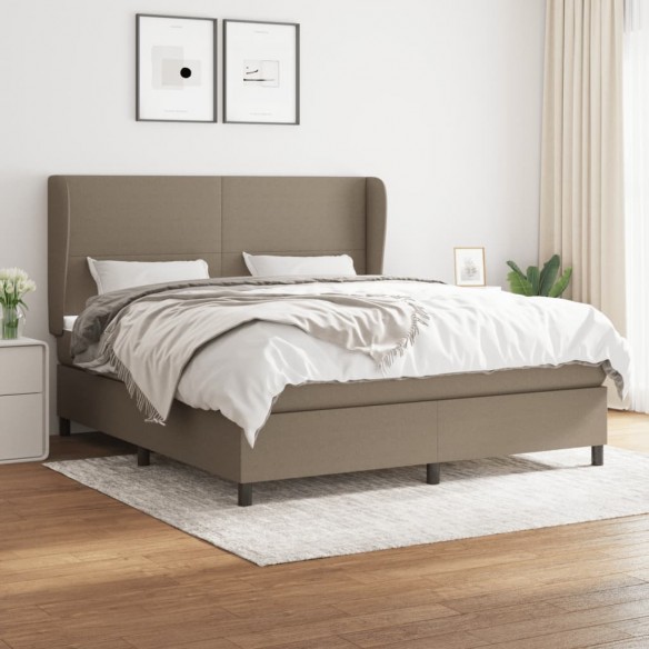 Cadre de lit avec matelas Taupe 180x200 cm Tissu