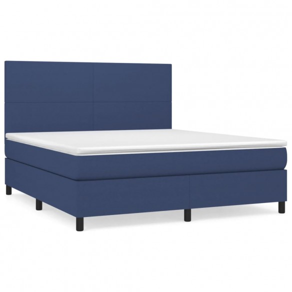 Cadre de lit avec matelas Bleu 180x200 cm Tissu