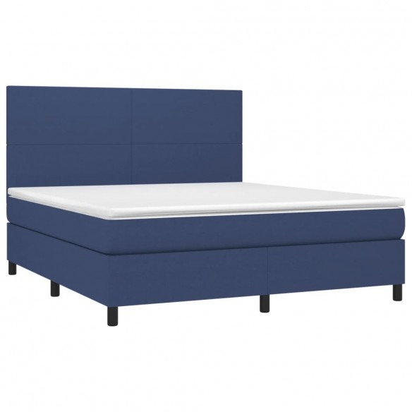 Cadre de lit avec matelas Bleu 180x200 cm Tissu