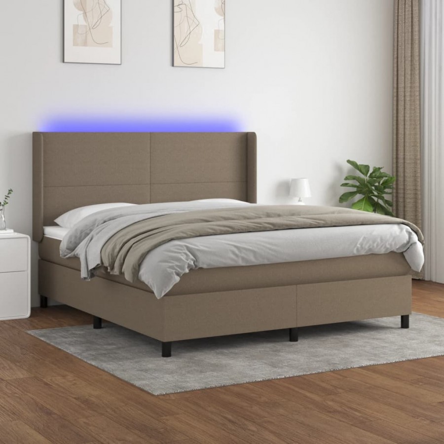 Cadre de lit matelas LED Taupe 180x200 cm Tissu