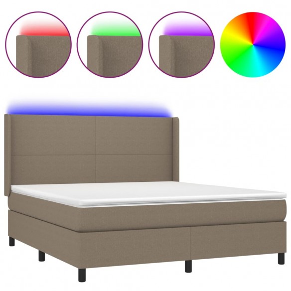 Cadre de lit matelas LED Taupe 180x200 cm Tissu