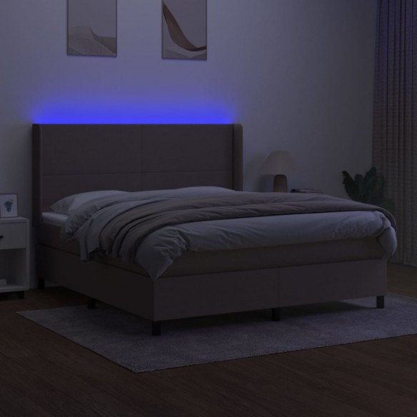 Cadre de lit matelas LED Taupe 180x200 cm Tissu