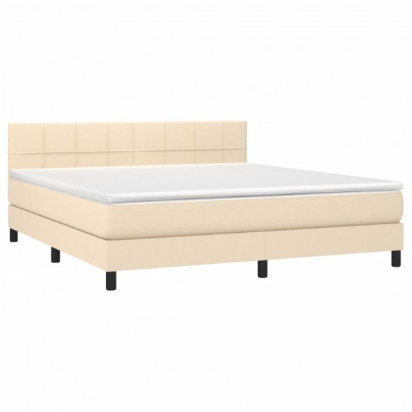 Cadre de lit avec matelas LED Crème 180x200 cm Tissu