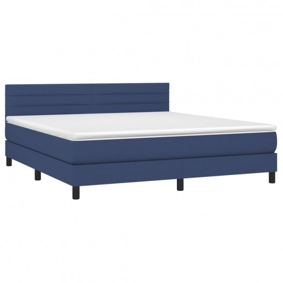 Cadre de lit avec matelas Bleu 160x200 cm Tissu