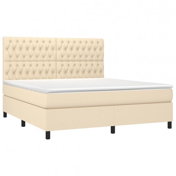 Cadre de lit et matelas et LED Crème 180x200cm Tissu