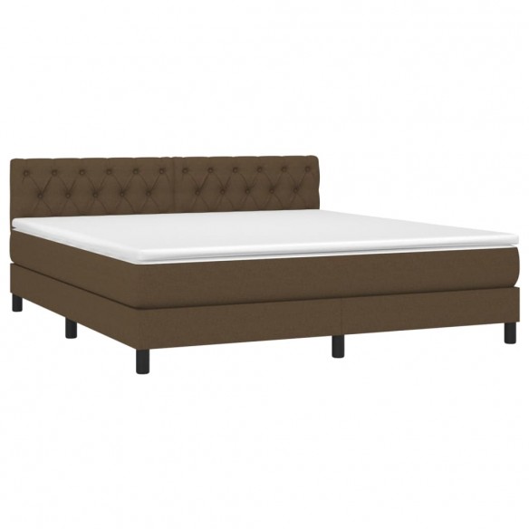 Cadre de lit matelas et LED Marron foncé 160x200 cm