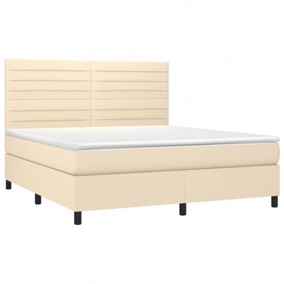 Cadre de lit avec matelas Crème 180x200 cm Tissu