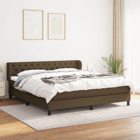 Cadre de lit avec matelas Marron foncé 160x200 cm