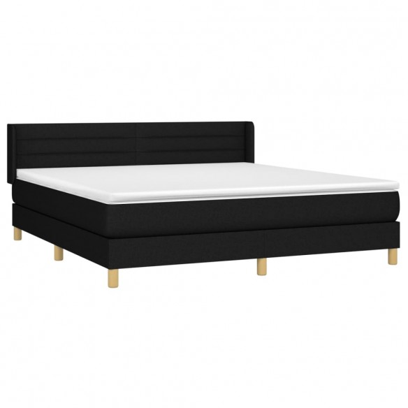 Cadre de lit avec matelas Noir 180x200 cm Tissu