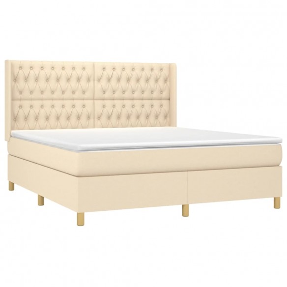 Cadre de lit matelas et LED Crème 180x200 cm Tissu