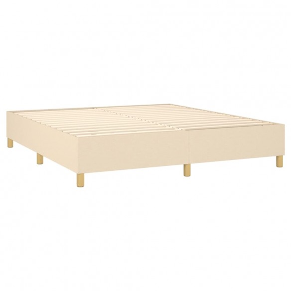 Cadre de lit matelas et LED Crème 180x200 cm Tissu