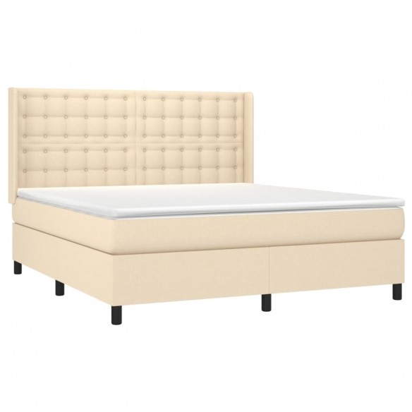 Cadre de lit matelas et LED Crème 160x200 cm Tissu