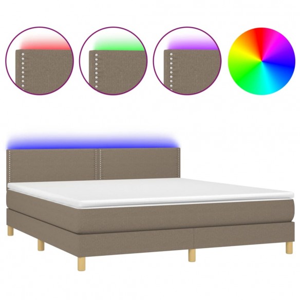 Cadre de lit avec matelas LED Taupe 160x200 cm Tissu