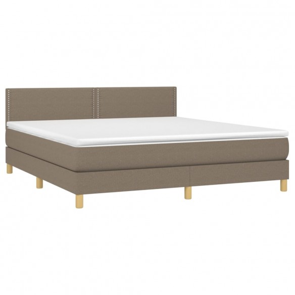 Cadre de lit avec matelas LED Taupe 160x200 cm Tissu