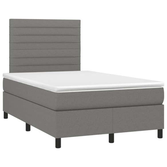 Cadre de lit avec matelas gris foncé 120x190cm tissu