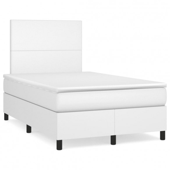 Cadre de lit avec matelas blanc 120x190cm similicuir