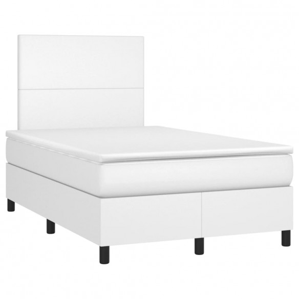 Cadre de lit avec matelas blanc 120x190cm similicuir