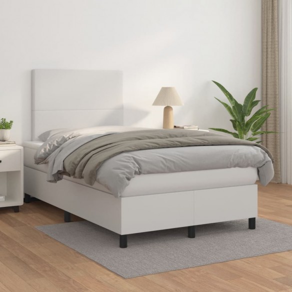 Cadre de lit avec matelas blanc 120x190cm similicuir