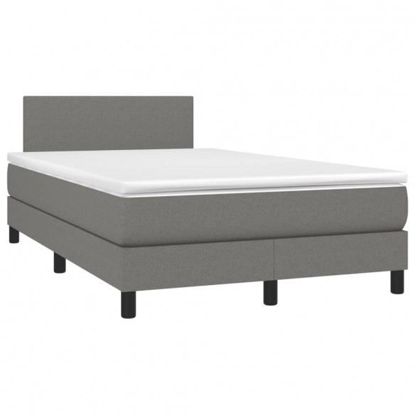 Cadre de lit avec matelas gris foncé 120x190cm tissu