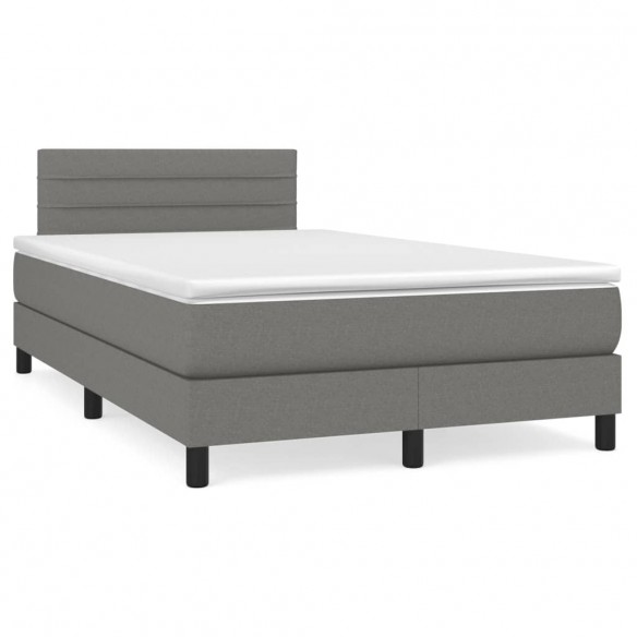 Cadre de lit avec matelas gris foncé 120x190cm tissu