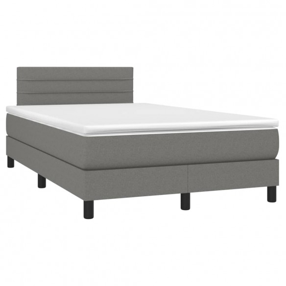 Cadre de lit avec matelas gris foncé 120x190cm tissu