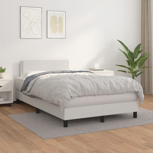 Cadre de lit avec matelas blanc 120x190cm similicuir