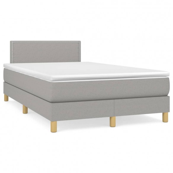 Cadre de lit et matelas gris clair 120x190 cm tissu