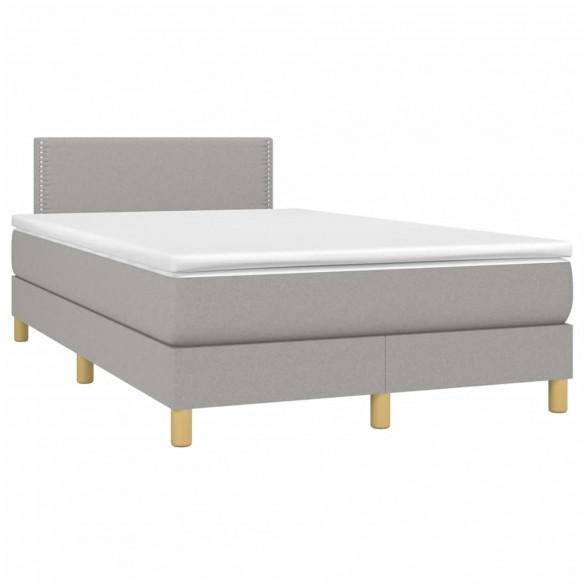 Cadre de lit et matelas gris clair 120x190 cm tissu