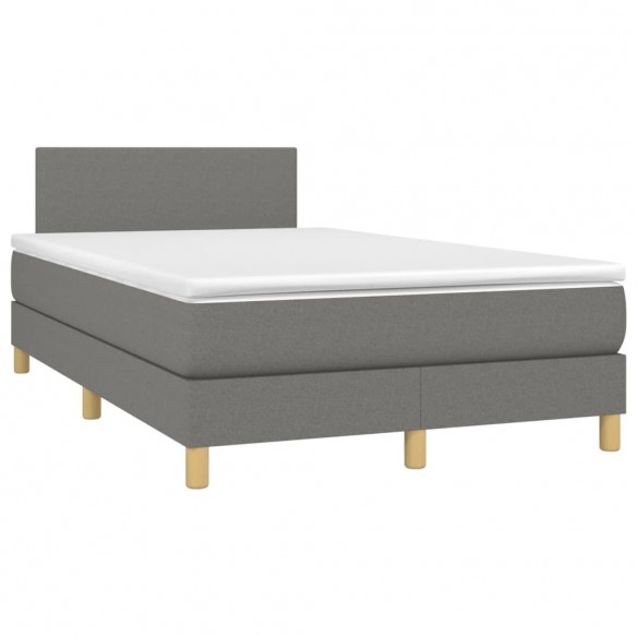 Cadre de lit avec matelas gris foncé 120x190cm tissu