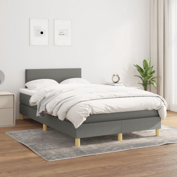 Cadre de lit avec matelas gris foncé 120x190cm tissu