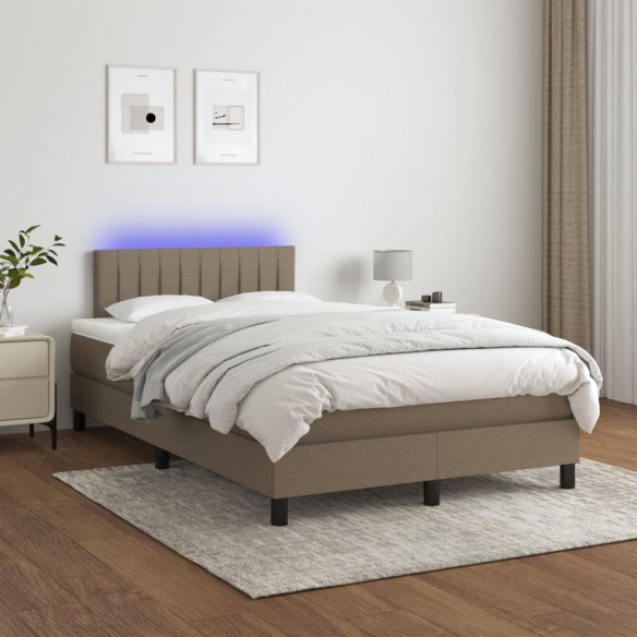 Cadre de lit matelas et LED taupe 120x190 cm tissu