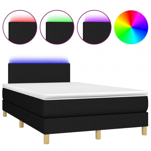 Cadre de lit matelas et LED noir 120x190 cm tissu