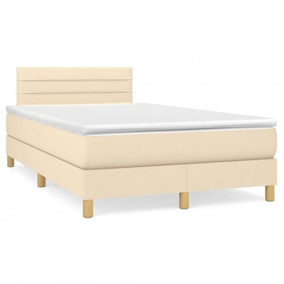 Cadre de lit avec matelas crème 120x190 cm tissu