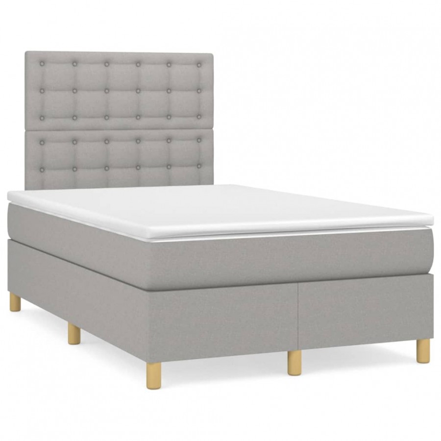 Cadre de lit et matelas gris clair 120x190 cm tissu