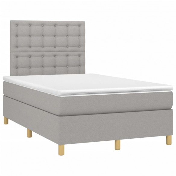 Cadre de lit et matelas gris clair 120x190 cm tissu