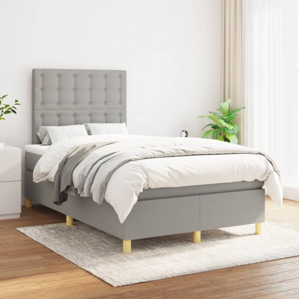 Cadre de lit et matelas gris clair 120x190 cm tissu