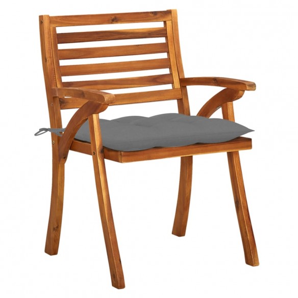 Chaises de jardin avec coussins 4 pcs Bois de teck solide