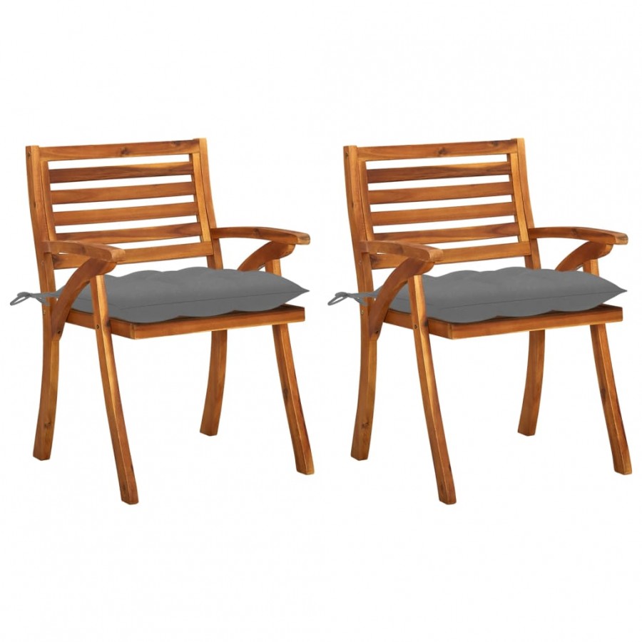 Chaises à dîner de jardin avec coussins 2 pcs Acacia massif