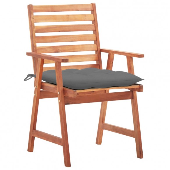 Chaises à dîner d'extérieur 2 pcs avec coussins Acacia massif