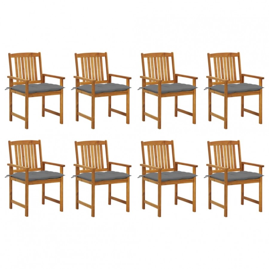 Chaises de jardin avec coussins 8 pcs Bois d'acacia solide