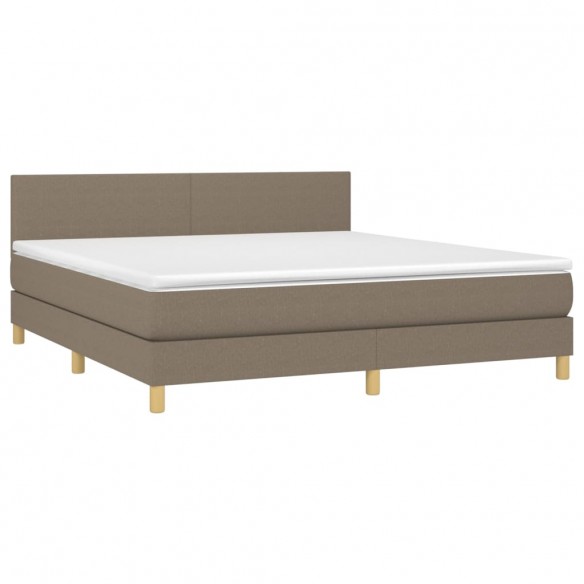 Cadre de lit avec matelas LED Taupe 180x200 cm Tissu