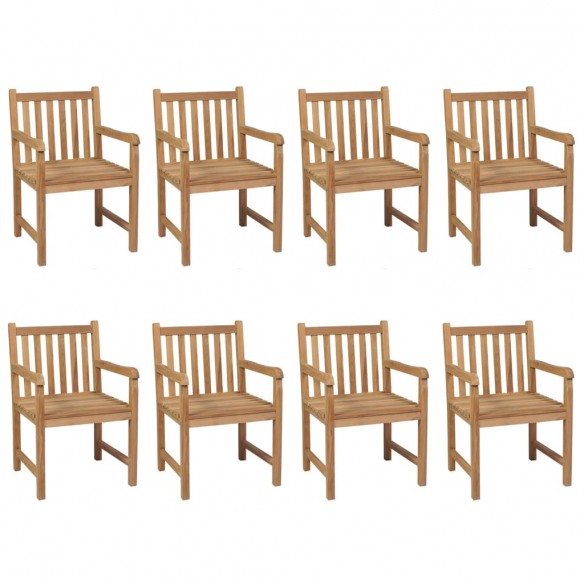 Chaises de jardin 8 pcs avec coussins bleu Bois de teck solide